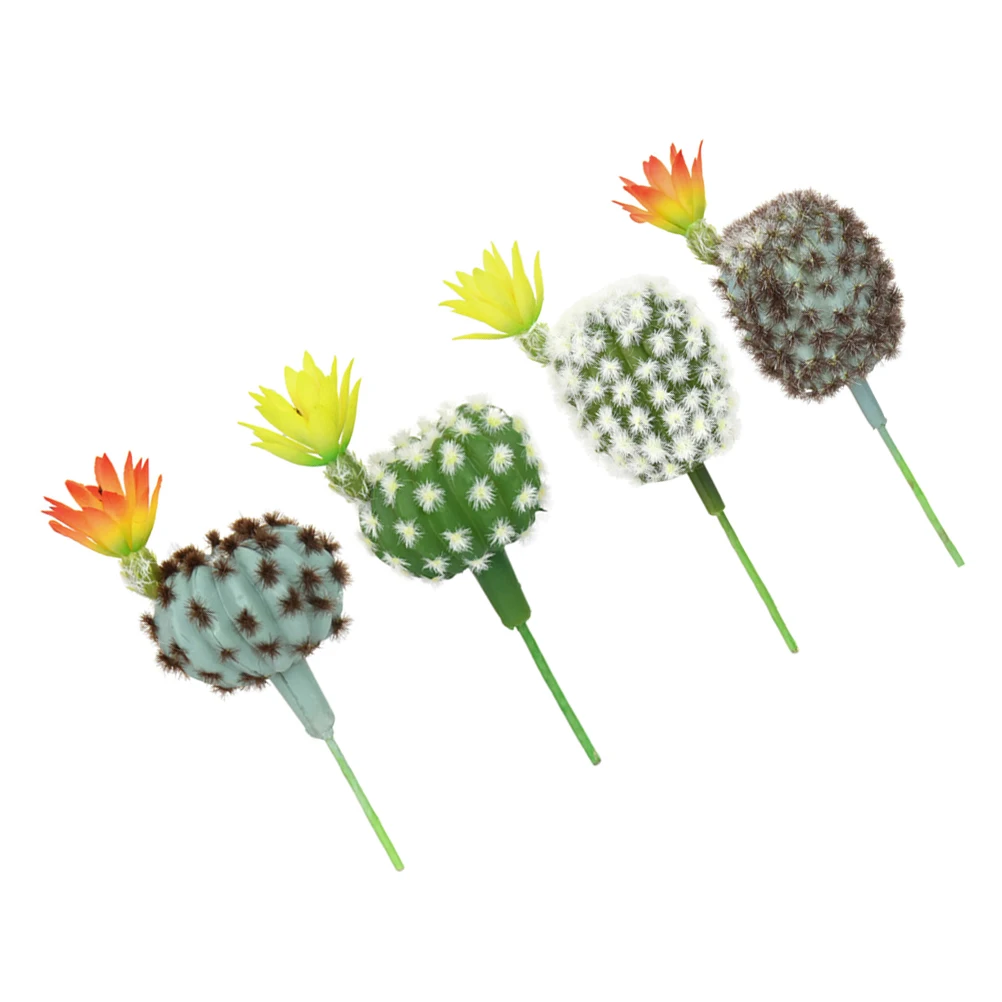 

4 Pcs Lifelike Succulents Mini Artificial Plants Cactus Ornaments Plastic Potted Decor Statue Home Office Pet Habitat
