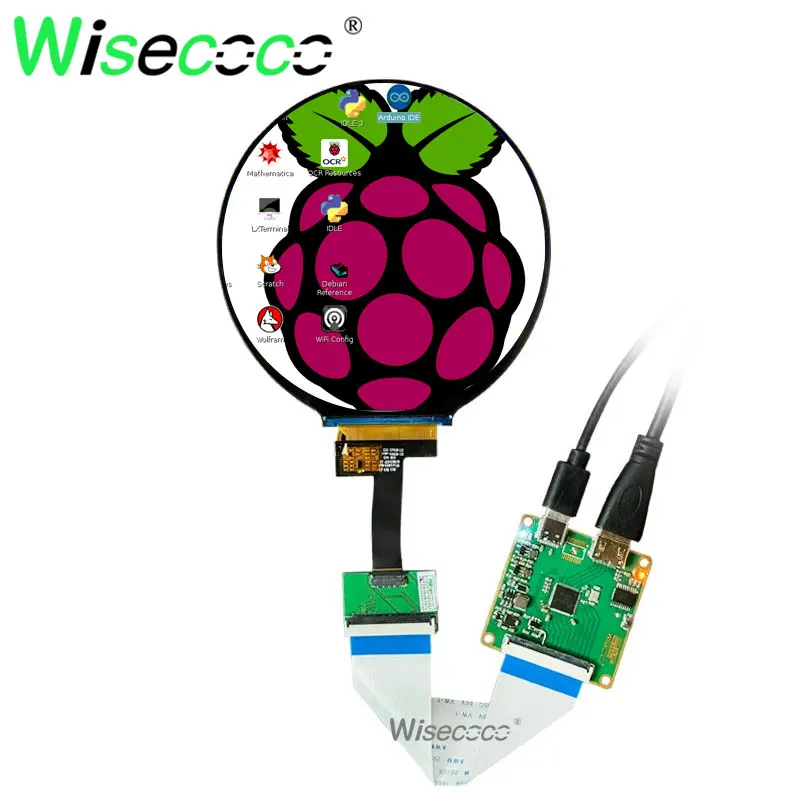 

Wisecoco 4 Inch Round Display 720x720 Circle Circular IPS TFT LCD Screen MIPI Type-C Driver Board