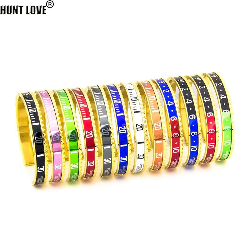 stainless steel 12 colors cuff bracelet bangle in gold color ST02