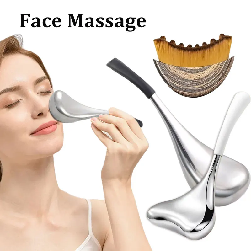 

Набор из 2-х ледяных лопаток для массажа лица, инструмент для скульптурирования лица, от отеков вокруг глаз, ледяной ролик для лица, инструменты для ухода за кожей из нержавеющей стали, для домашнего спа