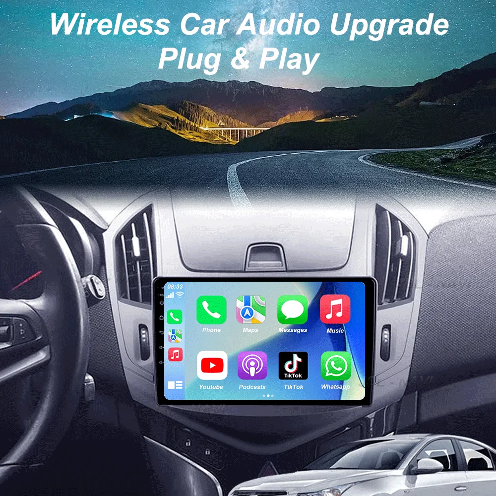 راديو السيارة لسيارة شيفروليه كروز J300 J308 2012 - 2015 مشغل فيديو الوسائط المتعددة أندرويد 15 الملاحة ستيريو لتحديد المواقع