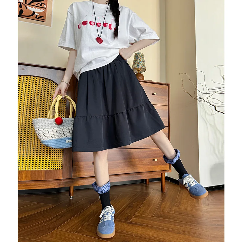 

Vintage Casual Midi Skirt for Women Summer New High Waist Loose Slimming Mid-Length SkirtaPure Desire Academy StyleaUmbrella Ski