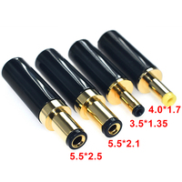 1/2/5Pcs Gold Plated DC Power Plug Connector 5.5 x 2.5 / 5.5 x 2.1 / 4.0x1.7 / 3.5 x 1.35 mm DC Male Plug for Welding Line DIY