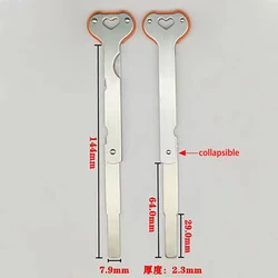 JMCKJ Stainless Steel Folding Flat Key Blank Fingerprint Lock Key Blank Long Folding Fingerprint Key Blank Light Plate 10PCS/LOT