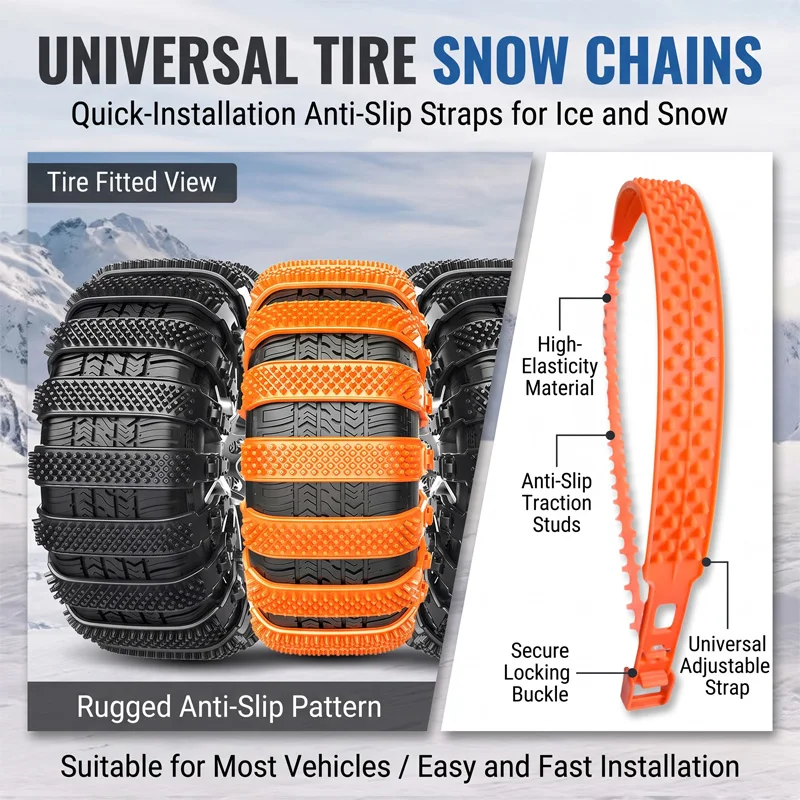 4/10PCS Snow Chain Widen Thicken Car Tire Crawler Type Plastic Wheel Ties Belts Winter Wheel Ties Belts Snow Emergency