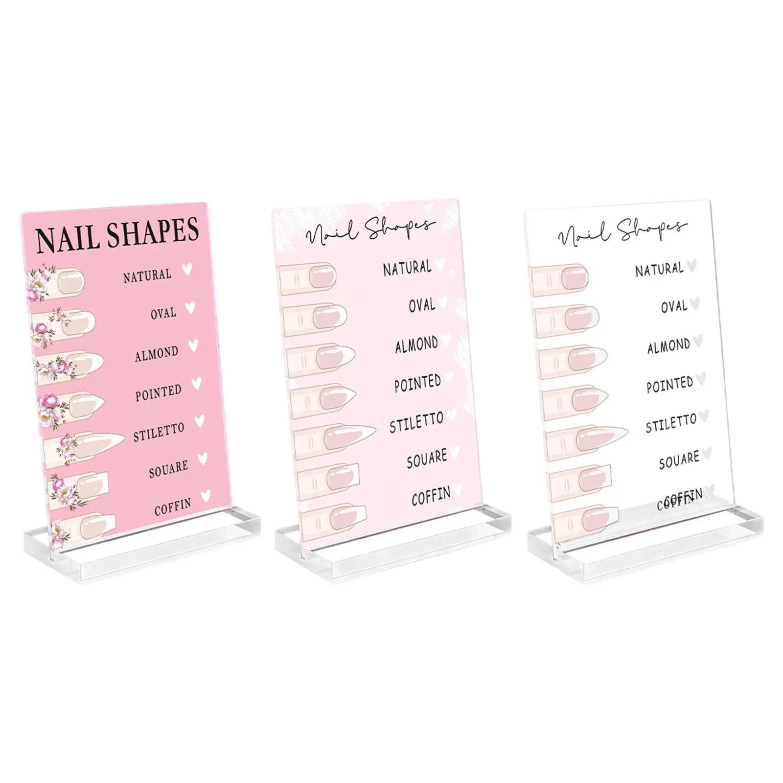 

Nail Shape Display Stand Sturdy to Use, Practical, Lightweight, Nail Room Supplies with Base 2mm Acrylic Panel