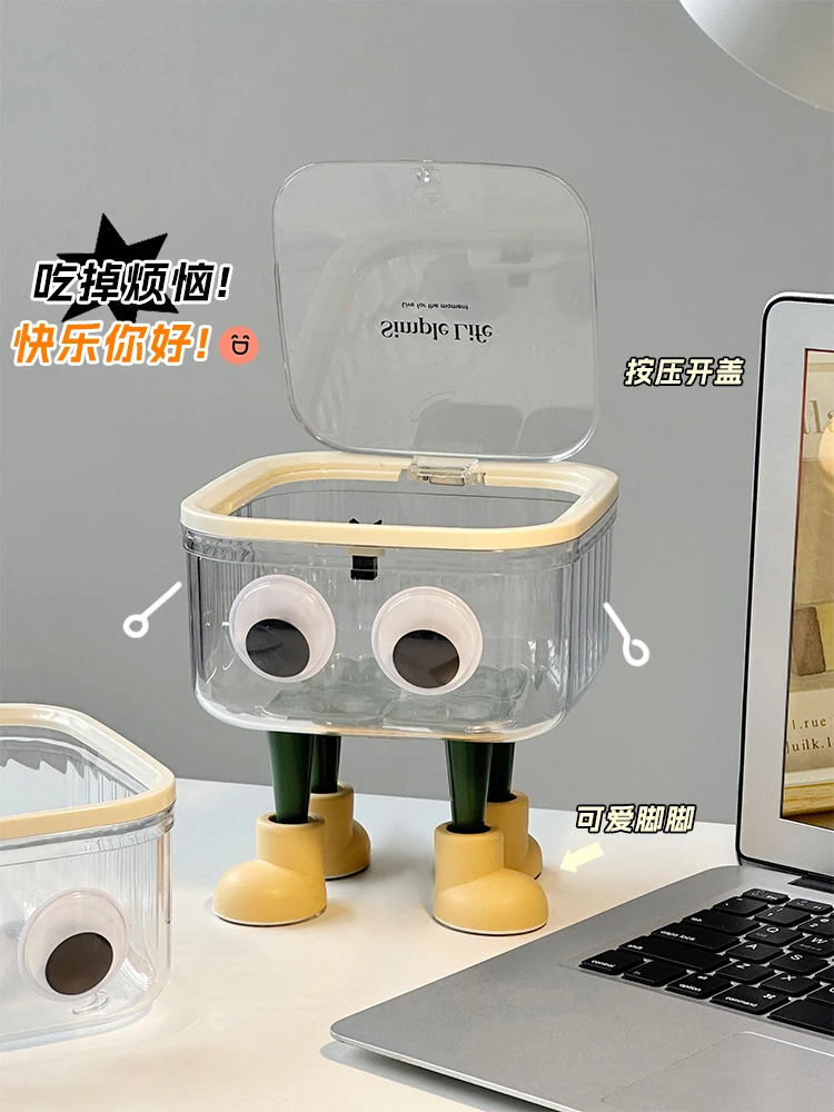 Imagem -02 - Criativo Cute Desktop Storage Box Mini Cartoon Caixa de Armazenamento de Lixo Mesa de Dormitório Estudantil Mesa de Jantar e Quarto Novo