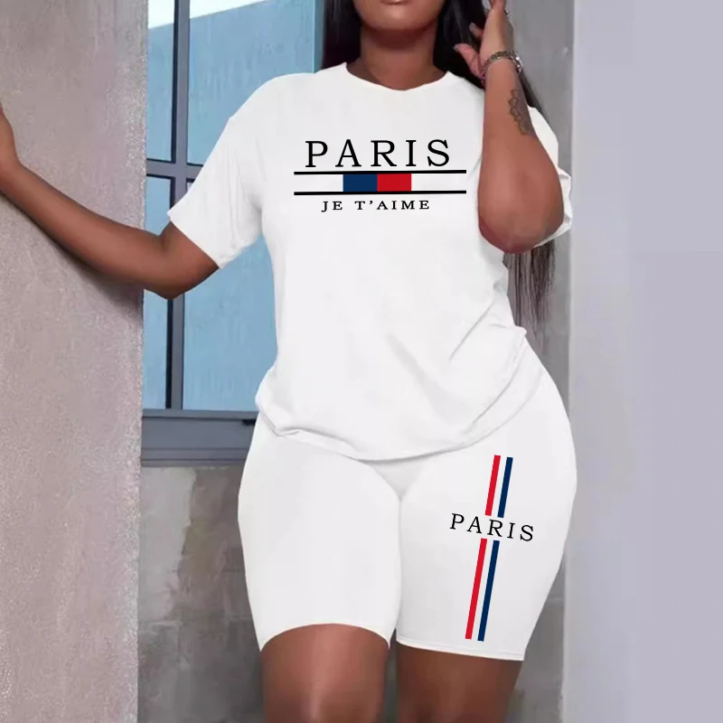 2025 Brand New Paris Tracksuit for Women Summer Daily Casual Sporty Shorts Set Ladies Home Outdoor Comfortable Cool Soft Outfits