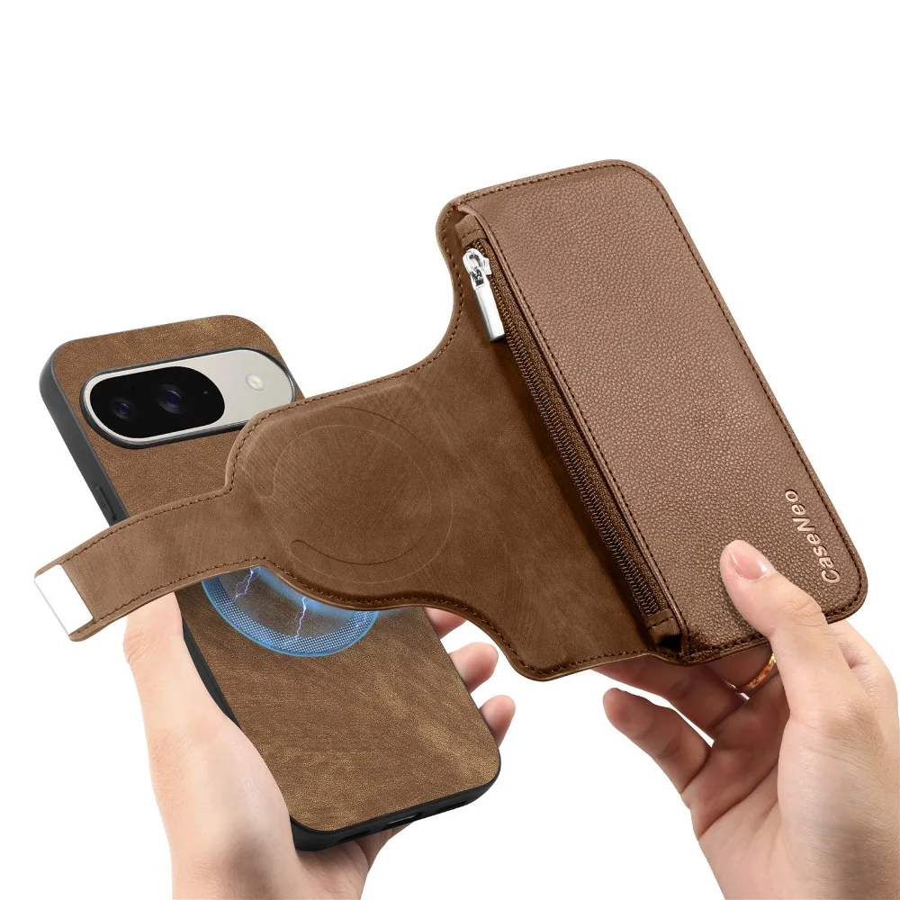 Für Google Pixel 11 10 9 8 7 A 6 Pro Lederhülle Magnet 2 IN 1 RFID-Kartenhalter Reißverschluss-Brieftasche Funda Pixel 11 Pro XL 10A 9A 8A 7A Hülle