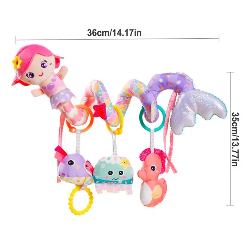 Plush Crib Toy Mermaid Musical Rattle Toy Textured Activity Plush With Music Box Rattles BB Squeaker For 0-3 Years Old Toddler