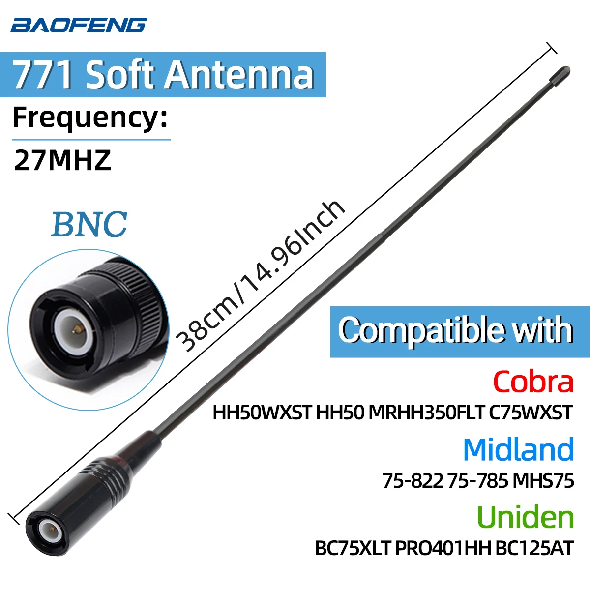 ABBREE Walkie Talkie Antenne SMA Vrouwelijke Mannelijke VHF UHF Band Tri-Band GMRS voor BaoFeng UV-5R BF-888S Quansheng UV-K5 K6 Ham Radio