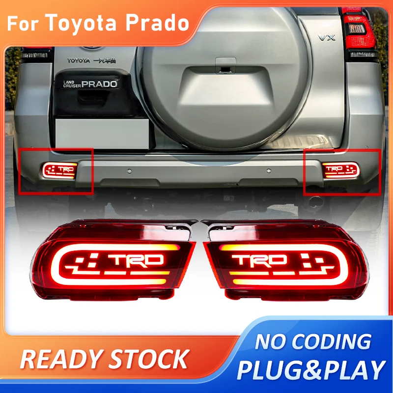 

LED Rear Bumper Light For Toyota Land Cruiser Prado 2010-2020 Brake Light Warning Reflector Dynamic turn signal Rear Fog Lamp