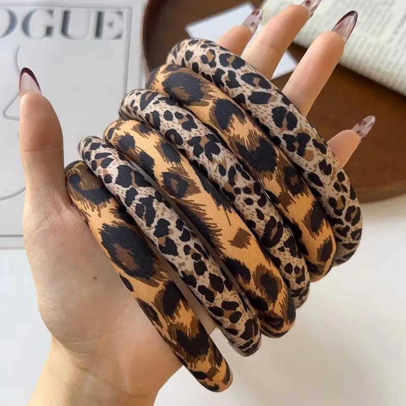 Fashion Headband Leopard Print Hair Bands for Women Girl Korean Vintage Leading Makeup Hoop Wide Headband Accessories Jewelry image 5