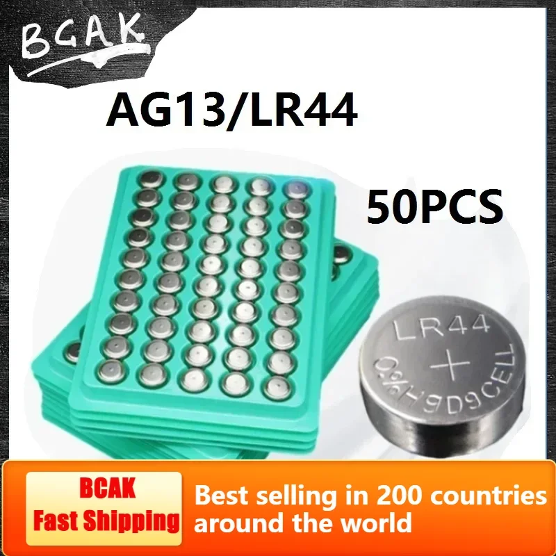 HOT LR44 210mah  BCAK Battery Button Watches Cell Coin Battery LR44 Cells Alkaline Button Batteries AG13 1.55V Watch Ronic