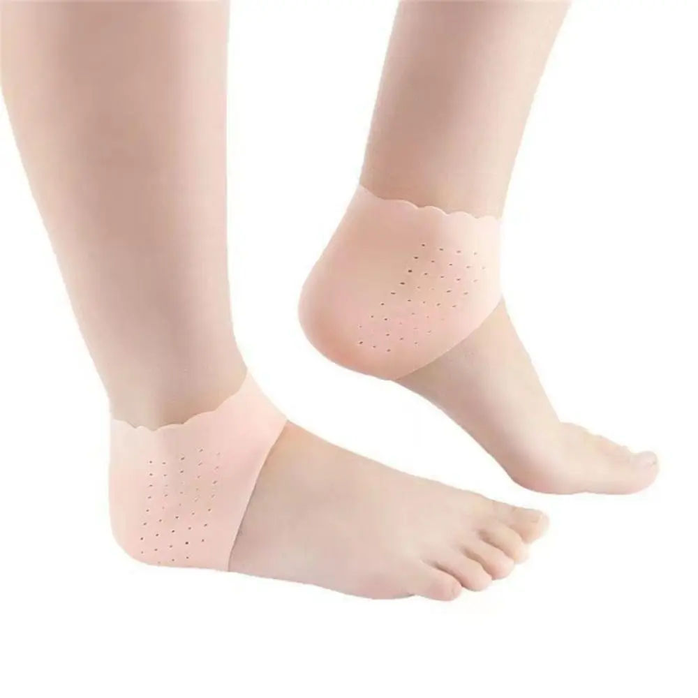 2pcs New Silicone Feet Care Socks Moisturizing with Hole Gel Heel Thin Socks Skin Care Protectors Lace Heel Cover Foot Care Tool