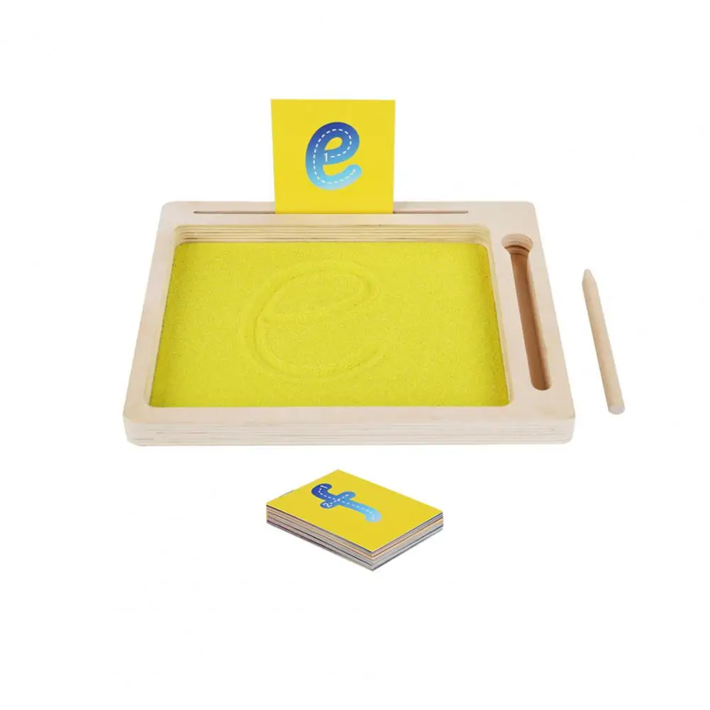 

Игрушка для песка с ручкой, игрушка для рисования песком, обучающая деревянная доска, набор игрушек для песочного подноса для детей с карточками, ручками, буквами, цифрами