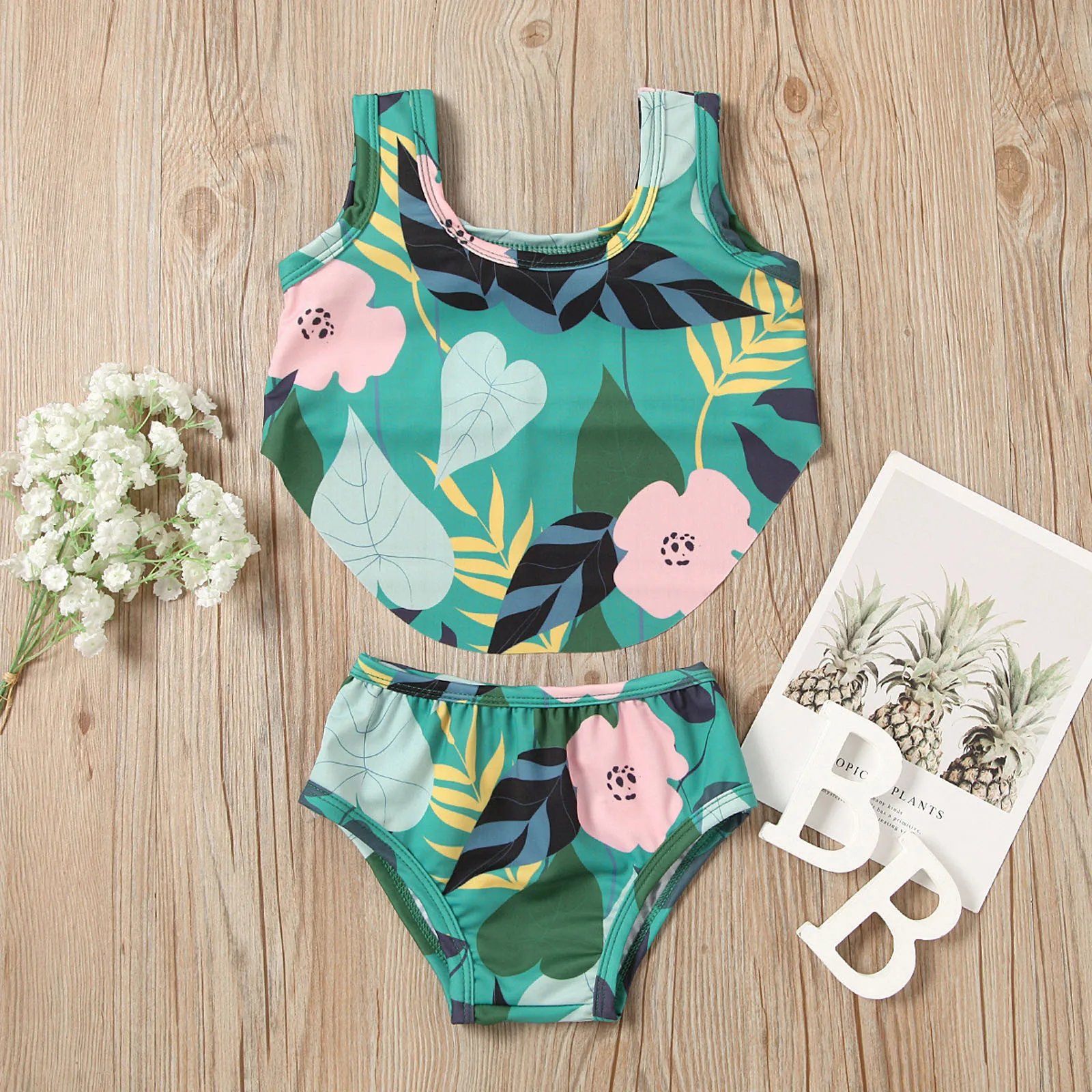 Girls\'S Swimsuits Swimsuit Toddler Print Girls Baby Floral Set Bikini Kids Summer Swimwear Outfits Girls Size Six Bathing Suit