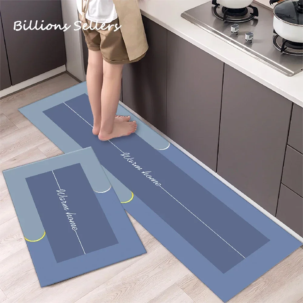 Kitchen Absorbent Mat Non-Skid Waterproof Wipeable Comfort Standing Kitchen Rugs and Mats Wipeable Wash Free Long Strip Carpet