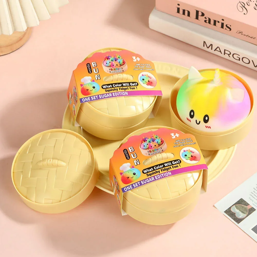 New Rainbow Unicorn Bun Toy, Blind Box Pack, Realistic Soup Dumpling Stress Relief Toy, Relieves Sensory Stress