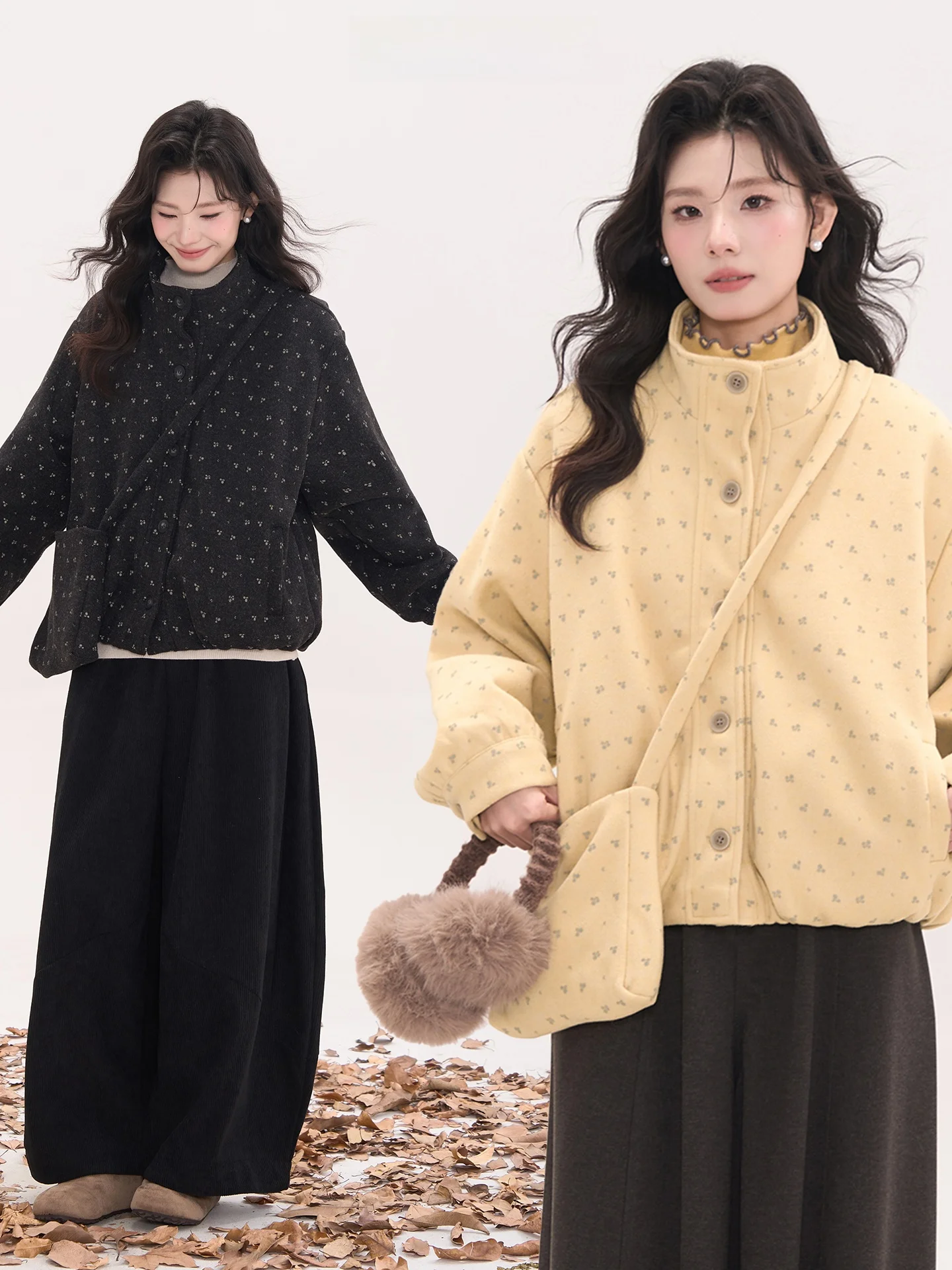 

Женское шерстяное пальто Princ Sle с цветочным принтом, утепленное хлопковой подкладкой, зимняя верхняя одежда с длинными рукавами и воротником-стойкой