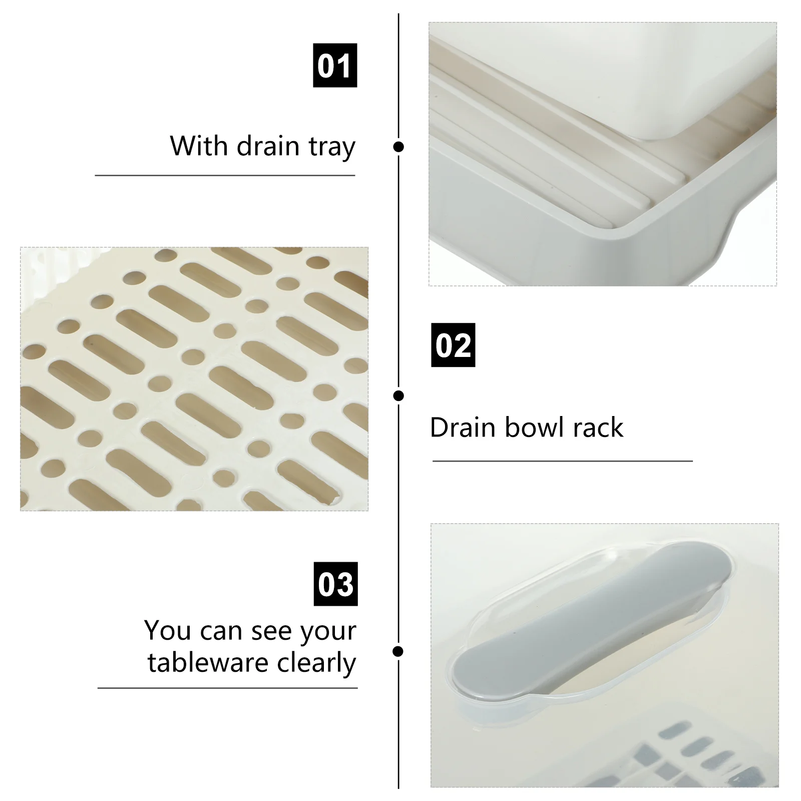 

Plastic Dish Drainer With Lid Tableware Storage Rack Kitchen Utensil Holder Cutlery Plate Organizer Drain Tray Space-Saving