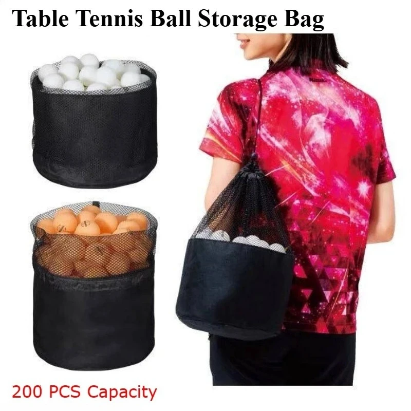 

200PCS Capacity Table Tennis Ball Storage Bag Ping Pong Multi-Ball Bag Portable Ping Pong Carry Pouch Holder for Practice Balls
