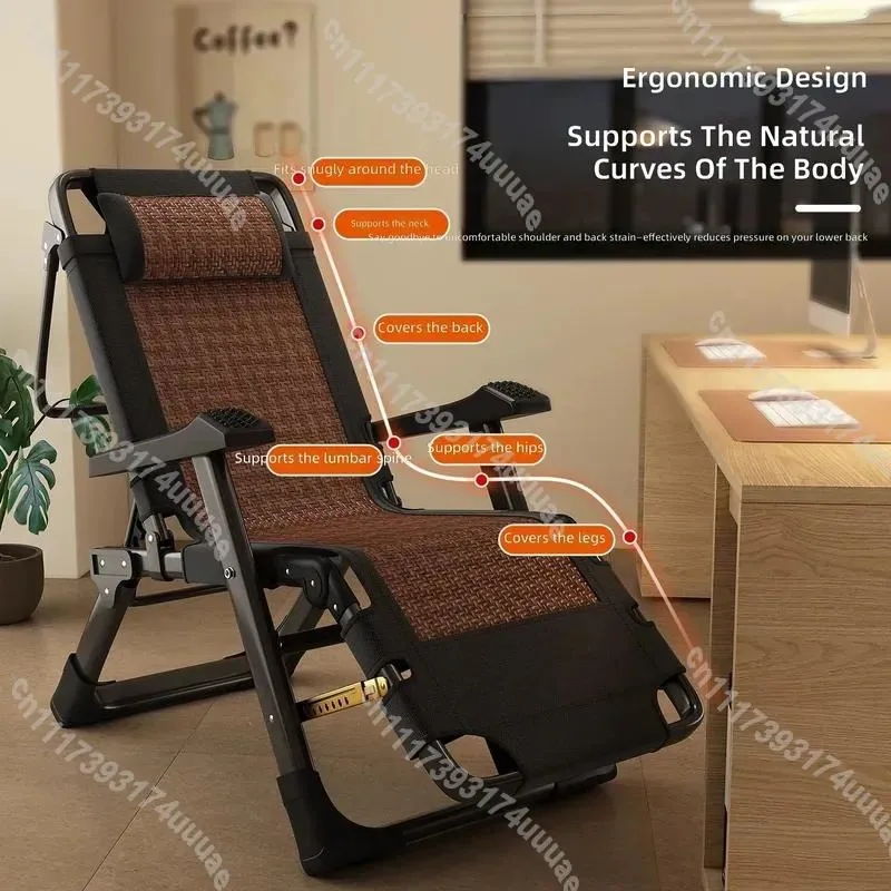 Foldable Recliner Chair for Office Nap Dual Purpose Lounge Seat with Backrest Summer Leisure Sleeping Bench No Assembly