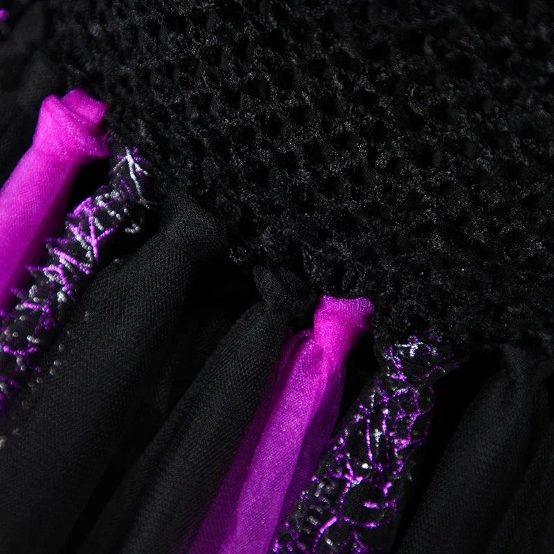 CHILDREN'S Dresses Halloween Costumes Cosplay Witch Dress Skeleton Purple Long Skirt Carnival Party Clothes With Hats And Sw MN1