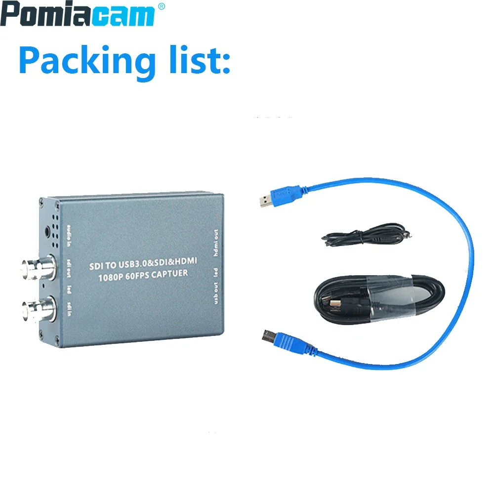 Áudio Video Capture Card, SDI para USB e HDMI, Live Streaming, 1080P, 60FPS Camera Recorder