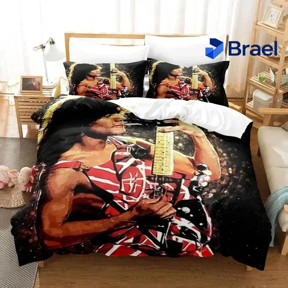 Exquisite 3D Print Eddie Van Halen Bedding Set Duvet Cover Bed Set Quilt Cover Pillowcase Comforter king Queen Size Boys Adult