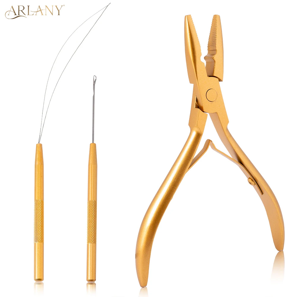 ARLANY Micro Links Hair Extensions Kit Hair Extension Pliers for Micro Beads Rings Hair Extension Loop Needle Pulling Hook Tool