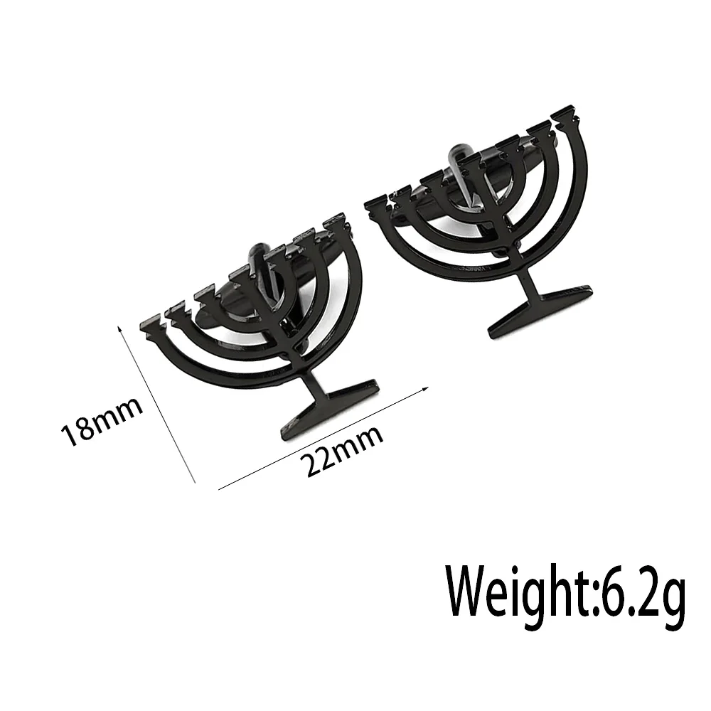 أزرار أكمام رجالية من الشمعدان اليهودي أزرار أكمام من الفولاذ المقاوم للصدأ تناسب قميص إكسسوارات ديكور هدايا رفقاء الزفاف #4