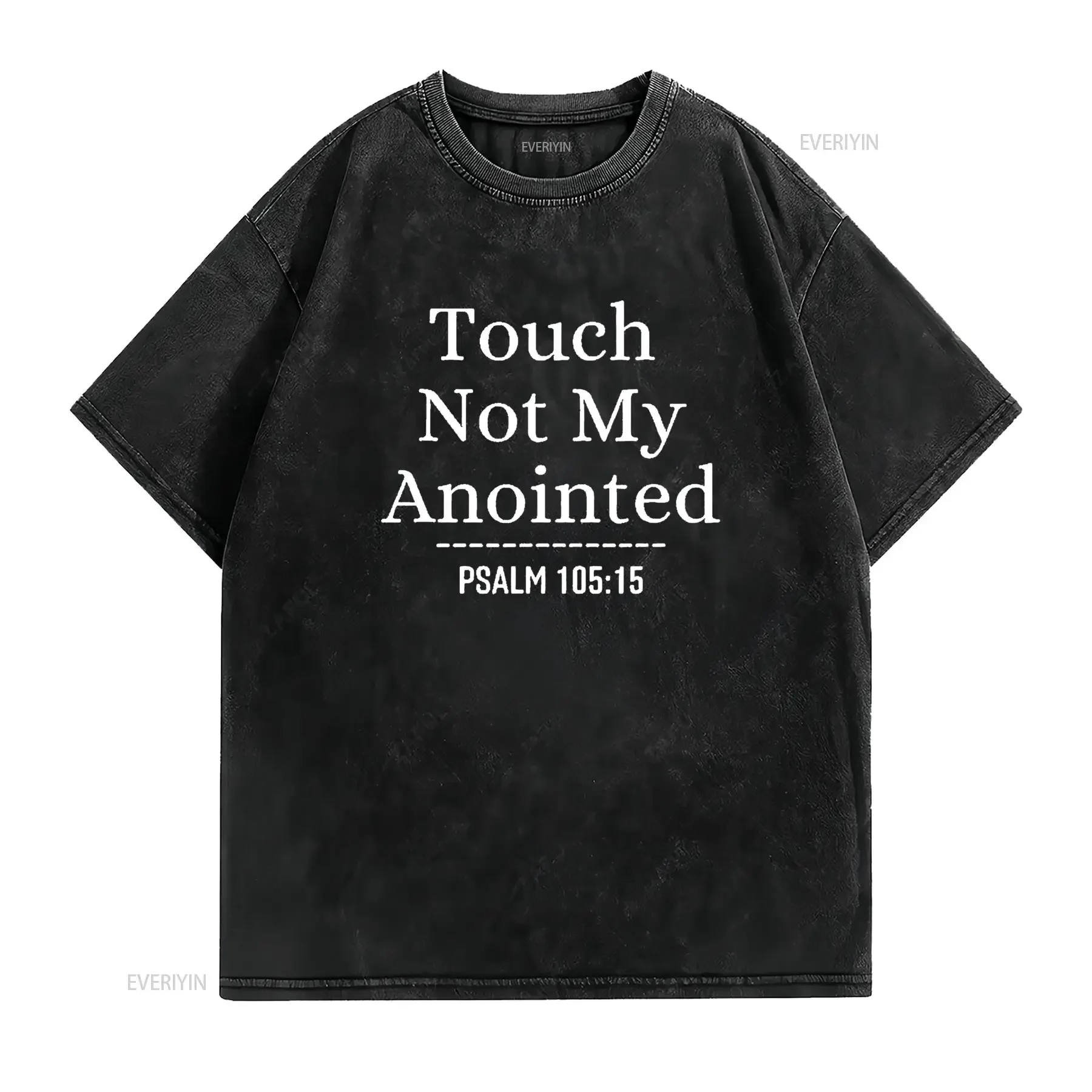 Touch Not My Anointed Bible Verse Religious Christian Quote Womens T Shirt Black L vintage Washed graphic Unisex Breathable