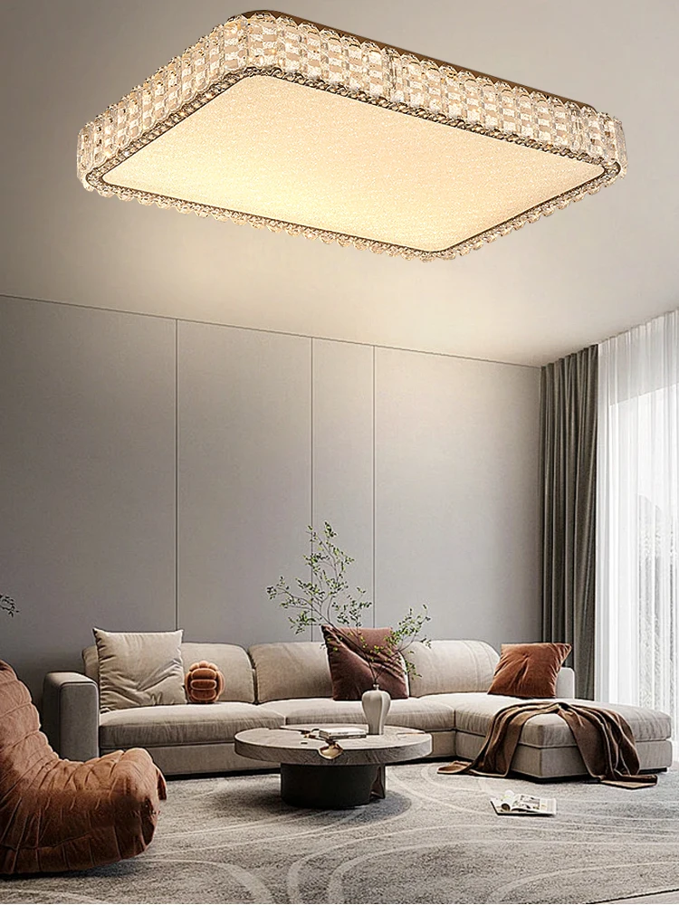 Postmodern New Design 2024 Rectangle Crystal Ceiling Lamp Led Home Decoration Light Fixture Living Room Lighting Lustres Lampara