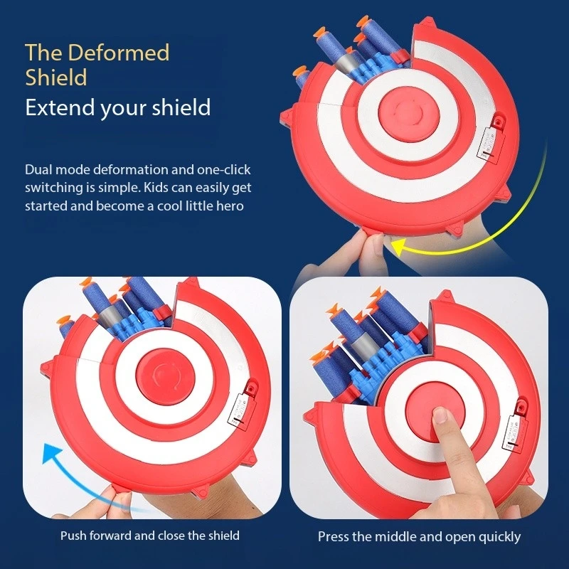2025 New Captain America Shield Soft Bullet Gun Launcher Toy Avengers Transformable And Hidden Children's Boy Toy Gift