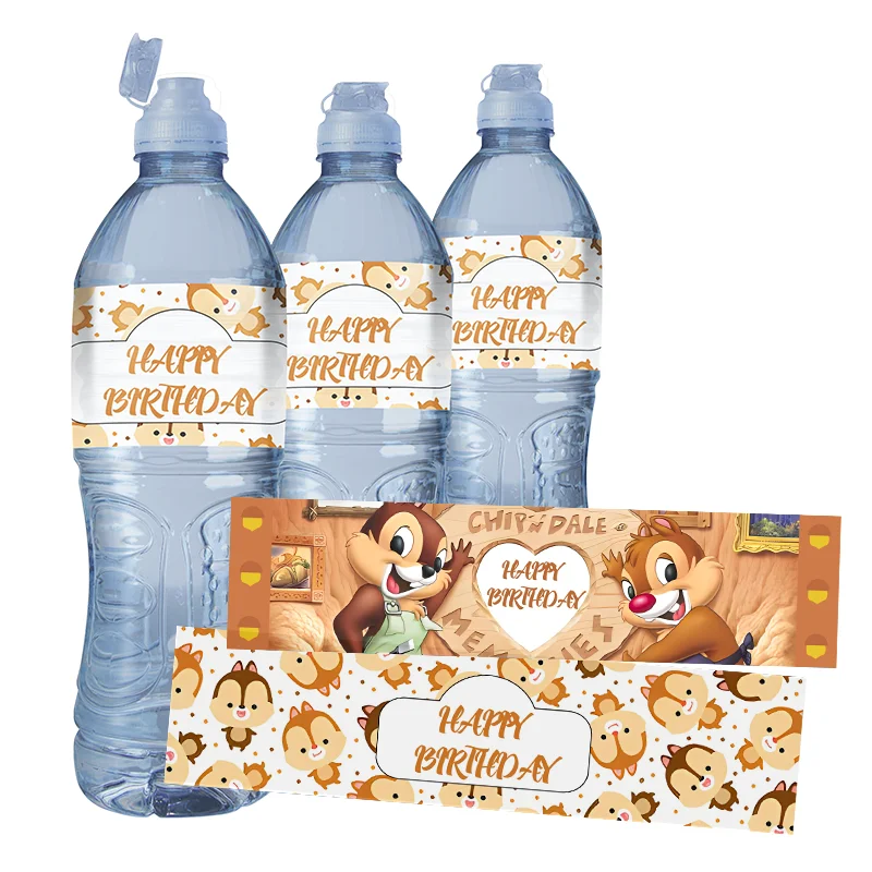 24 Chiếc Chip 'N' Dale Chủ Đề Chai Nhãn Dán Tùy Chỉnh Tên Văn Bản Miếng Dán Cho Bé Sinh Nhật Lễ Rửa Tội Ngày Lễ Cưới Trang Trí