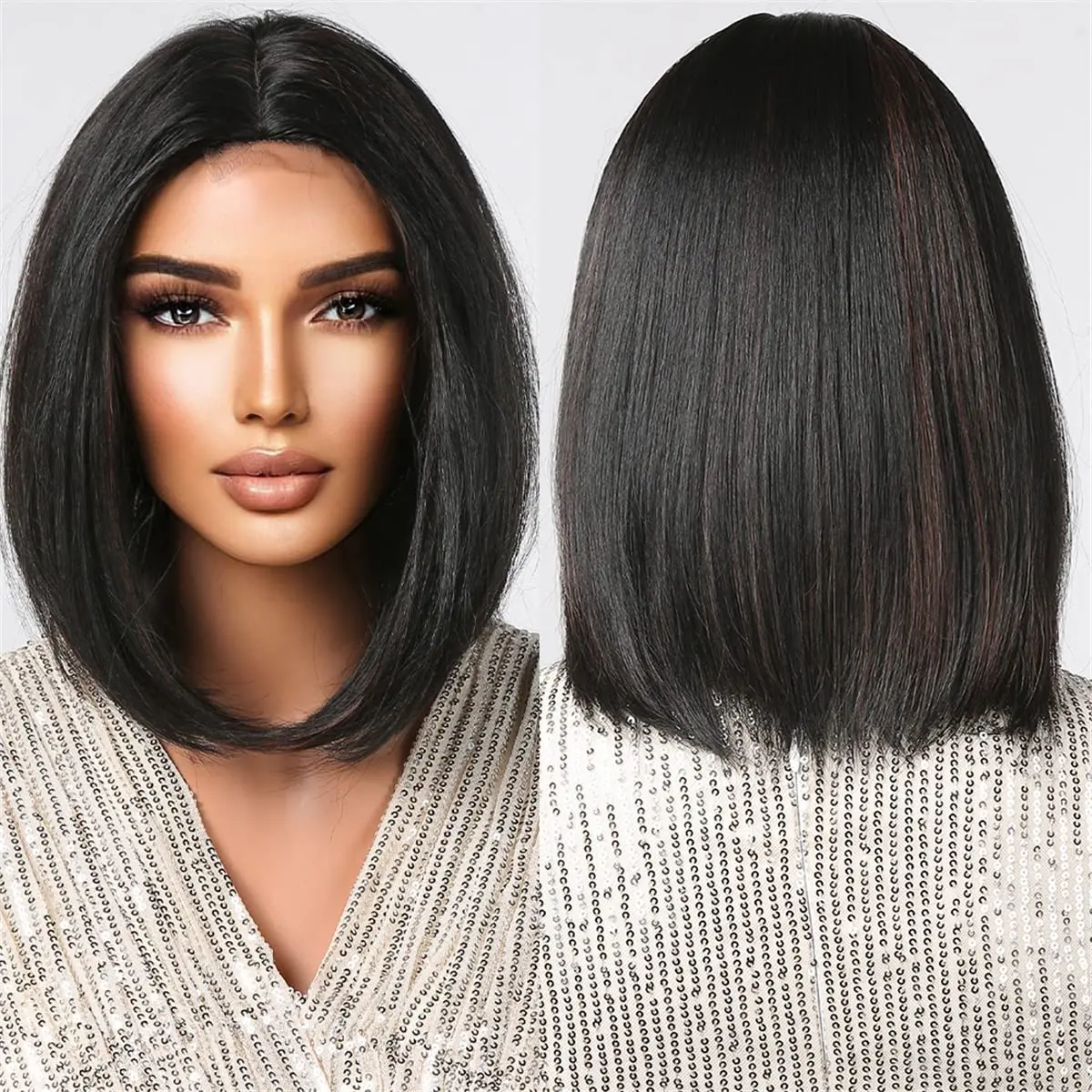 Black Star Bob Wigs Straight Hair 10inch Wig Side Part Bowl Cut Cosplay Wig Heat Resistant Natural Looking Synthetic Full Wigs