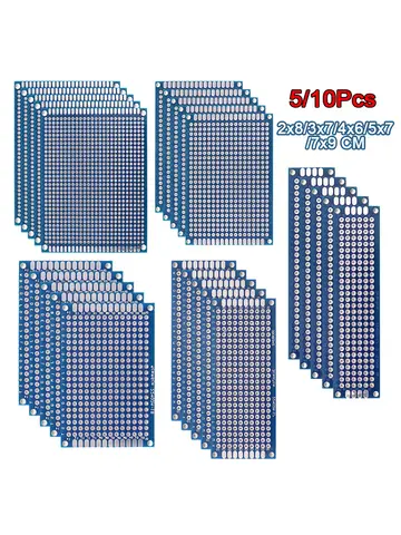 5/10PCS PCB Board Prototype Board Blue 2x8/3x7/4x6/5x7/7x9cm Double Sided Circuit Boards For DIY Soldering Project