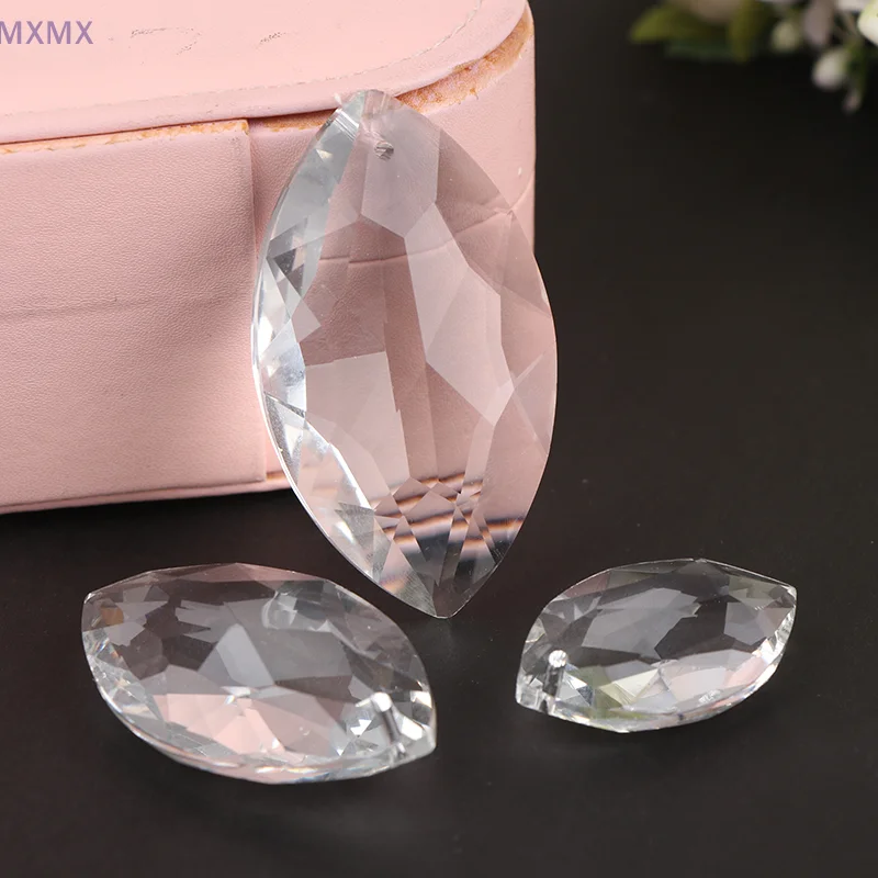 Clear Crystal Horse Eyes Hanging Pendants For Curtain Wedding Chandelier Decor Glass Maple Leaf Refraction Prism Lamp Accessory