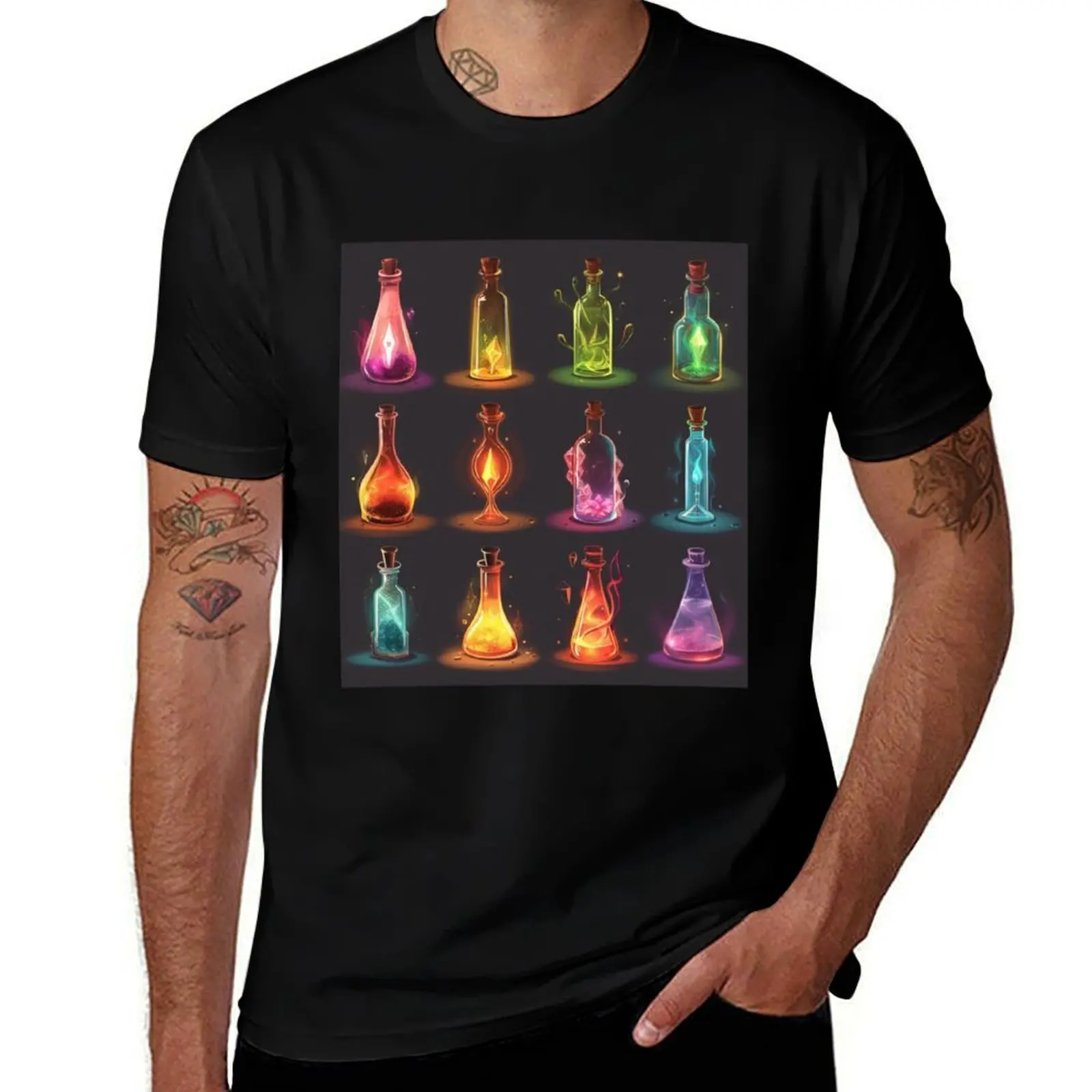 

Different Magic Essence In Test Tubes T-Shirt T-shirts man hippie clothes tees oversized t shirt mens t shirts top quality