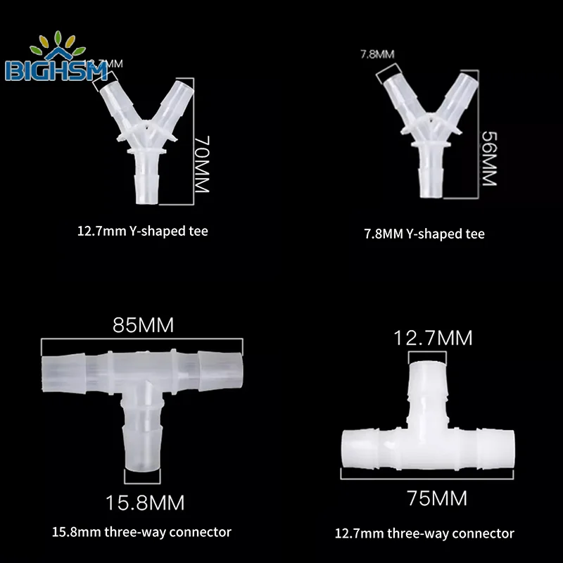 Conectores de codo para pecera, accesorios para acuario, juntas, convertidor de tres vías, cabezal de tubo, reductor recto, adaptador de tubo suave, 8/12/16/mm