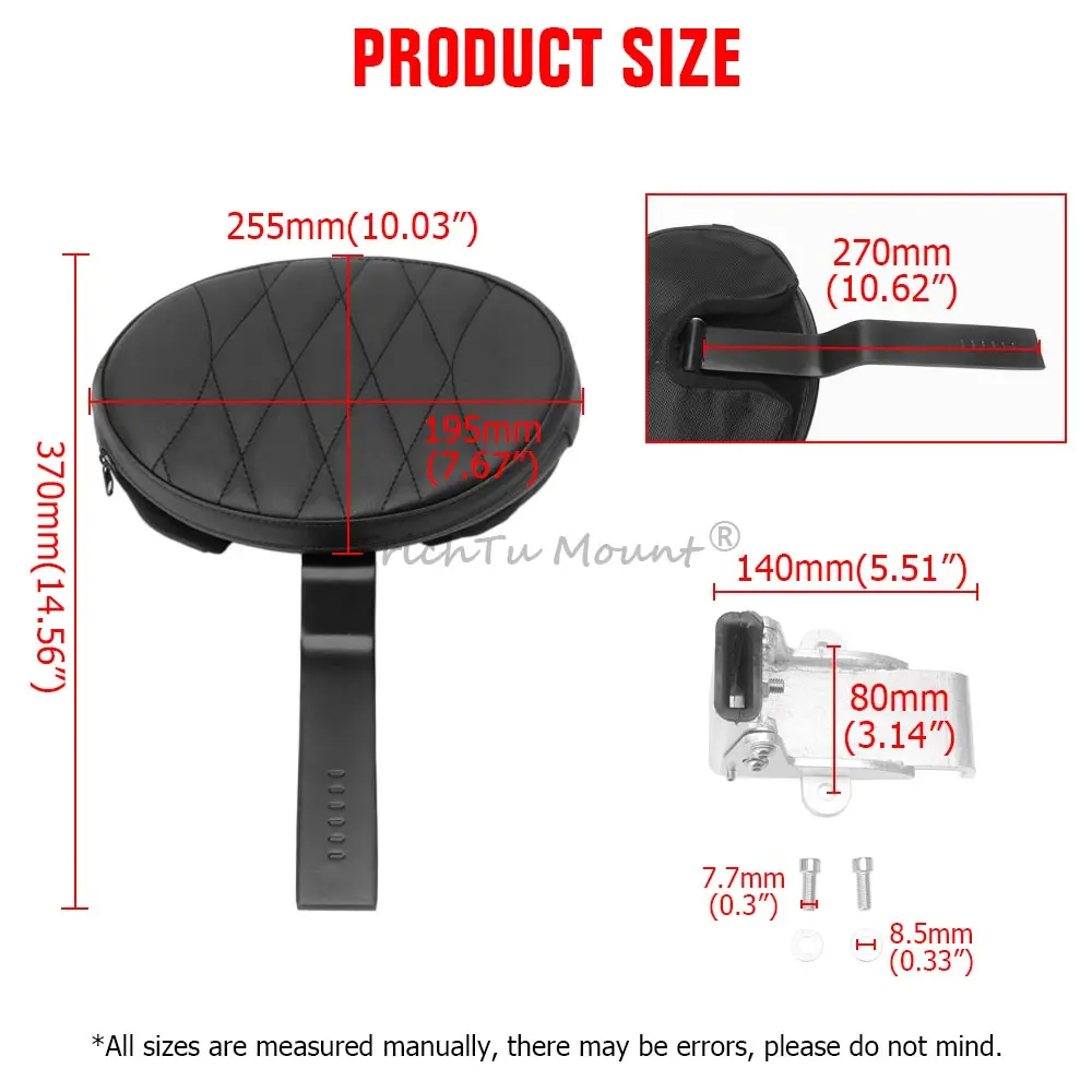 Motorcycle Driver seat Backrest With Mounting Kit Sissy Bar Backrest for Victory 2012-2017 PU Leather Motorcycle Seat Backrest