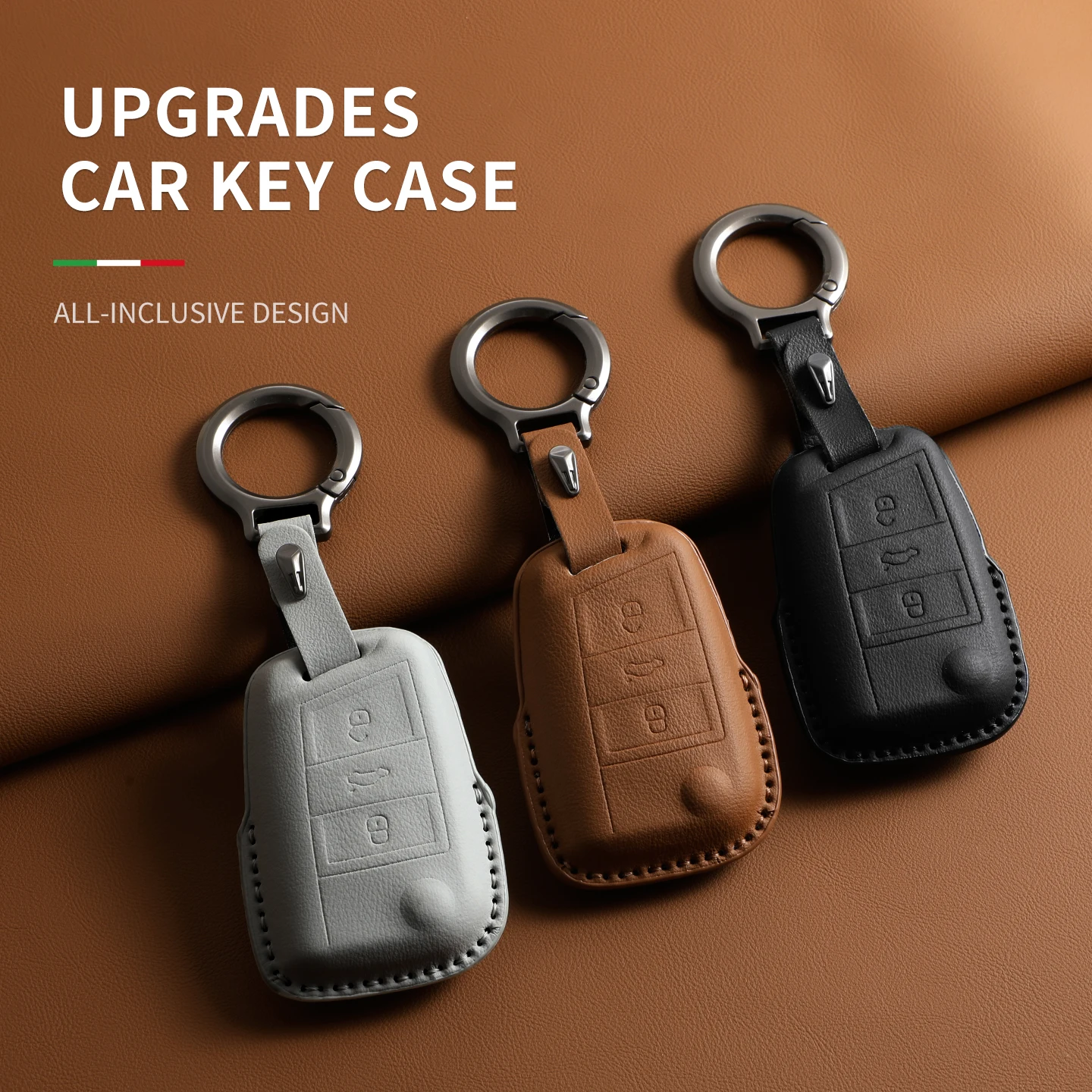 

Original Car Color Leather Key Protection Shell For VW Volkswagen T-ROC BORA CC TAYRON MAGOTAN Durable Auto Key Case Accessories