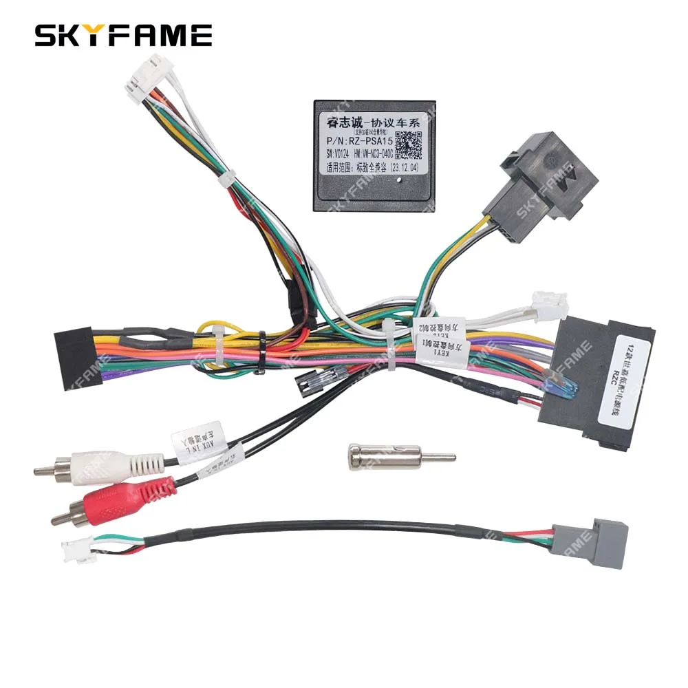 SKYFAME-Adaptador de arnés de cableado de 16 pines para coche, caja Canbus, decodificación, Cable de alimentación de Radio Android para Peugeot Citroen C4 c-triunfo c-quatre