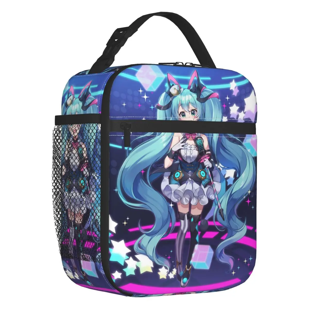 カスタムハツネミク-vocaloid-ロックアニメ断熱ランチバッグ女性用再利用可能なサーマルクーラーランチボックスビーチキャンプ旅行