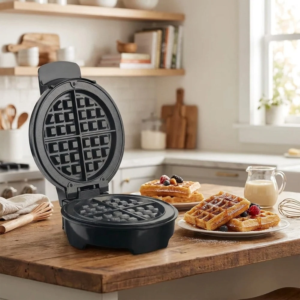 

Multi-function Electric Waffle Maker Non-stick Coating Plates Anti-scald Handle Adjustable Temperature Control Non-slip Feet Qui