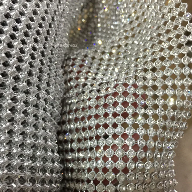 120cm*45cm silver Rhinestone metallic cloth Crystal metal mesh sequin rolls  kendal jenner dress fabric Cosplay apparel curtains