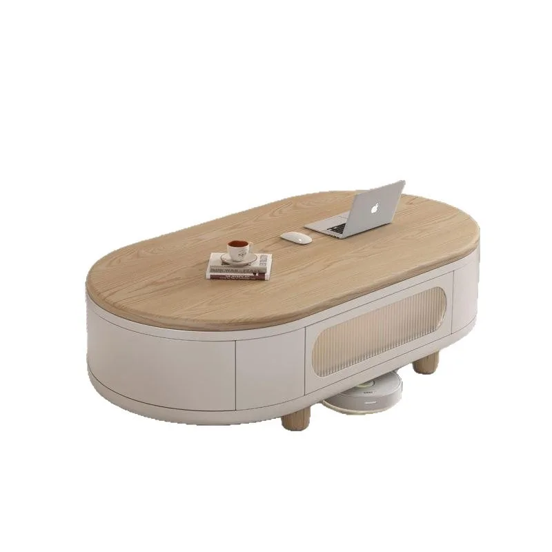 

Cream wind movable lifting coffee table dining table two-in-one dual-purpose small apartment multi-functional log wind