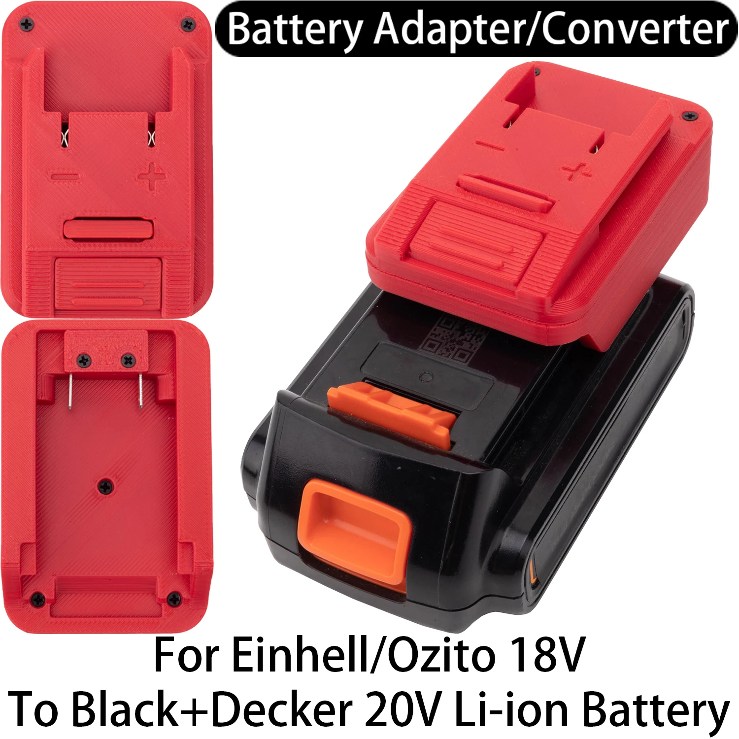 

Адаптер для аккумуляторов Einhell/Ozito 18V Li-ion для инструментов Black+Decker 20V Li-ion, конвертер, аксессуар для электроинструмента