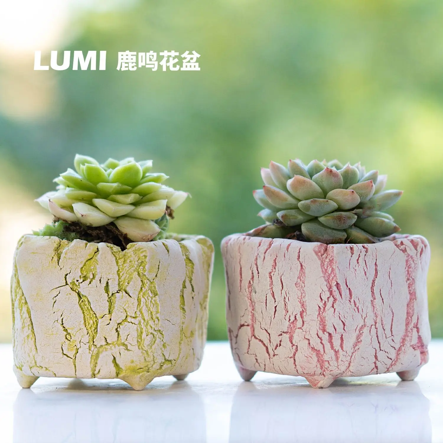 Popcorn Square Ceramic Flower Pot, Burst Square Round Mouth Phantom Bark Succulent Green Plant Flower Ceramic Pots for Plants
